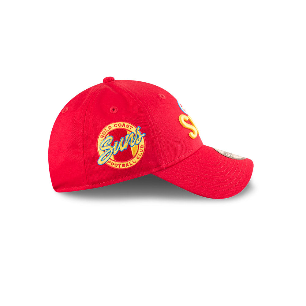 Gold Coast Suns Hat - 2025 AFL Badged Red OTC 9Forty Strapback Cap - New Era